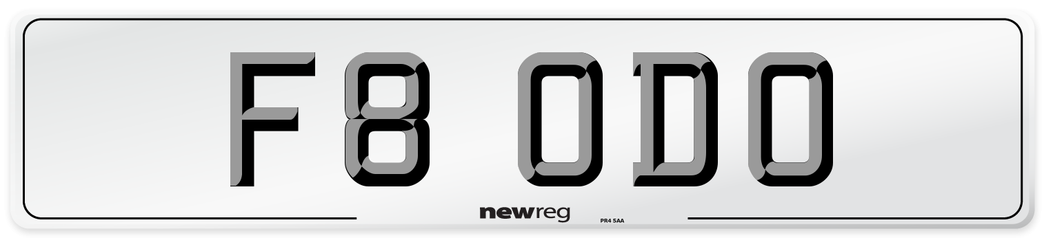 F8 ODO Number Plate from New Reg